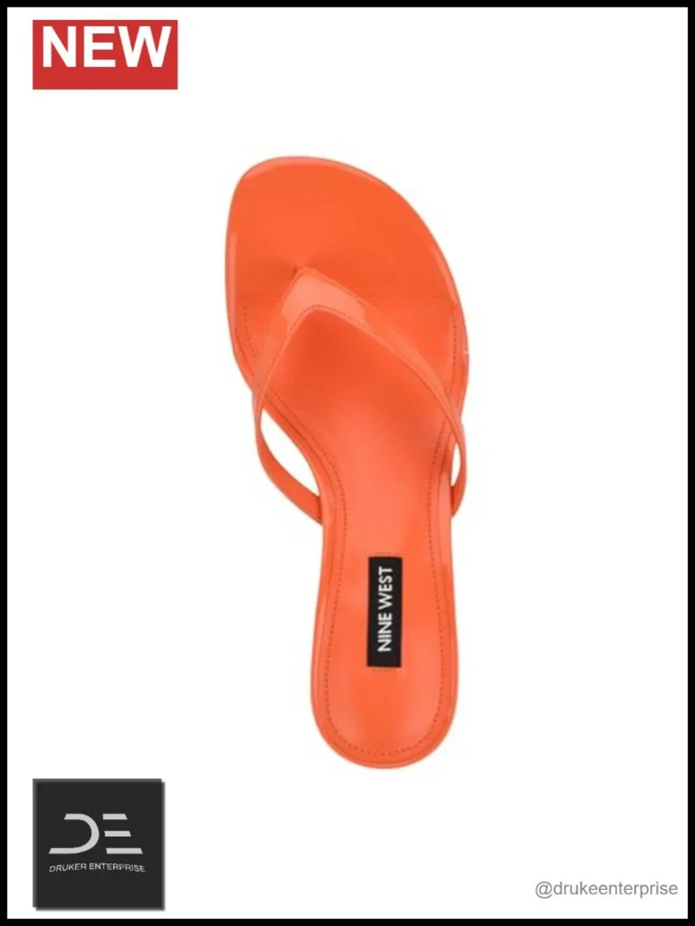 Nine West Cruise Heeled Sandals Faux Patent Leather Slip On 1.97